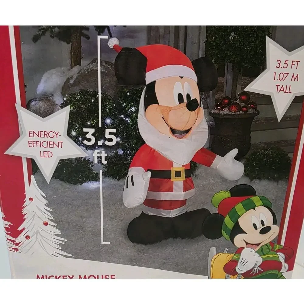 Disney Santa Suit Mickey Mouse Gemmy Christmas Airblown Inflatable 3.5' Tall
